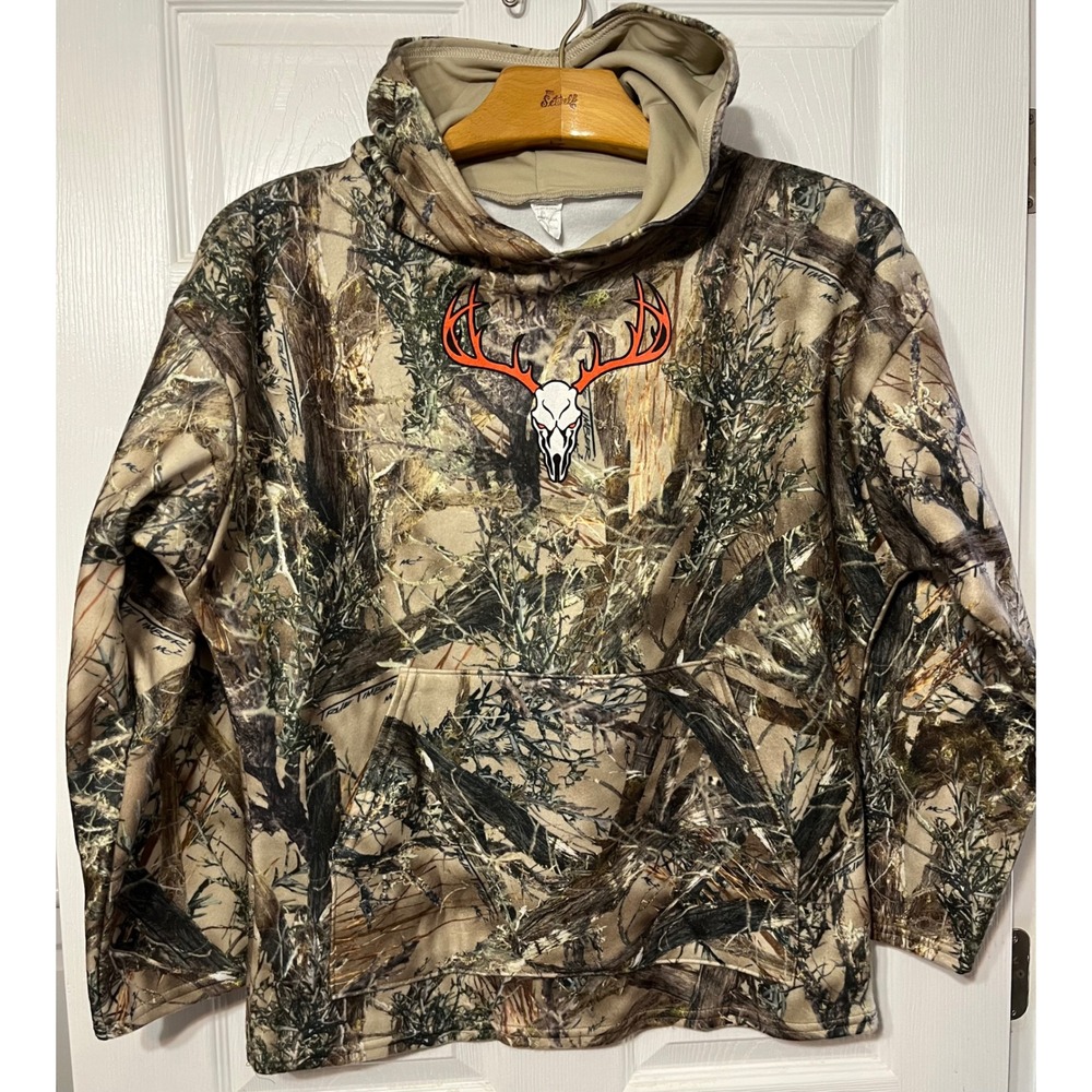 True‎ Timber NWT Camo Fleece Hoodie Skull Antlers Men's Size Medium USA Made